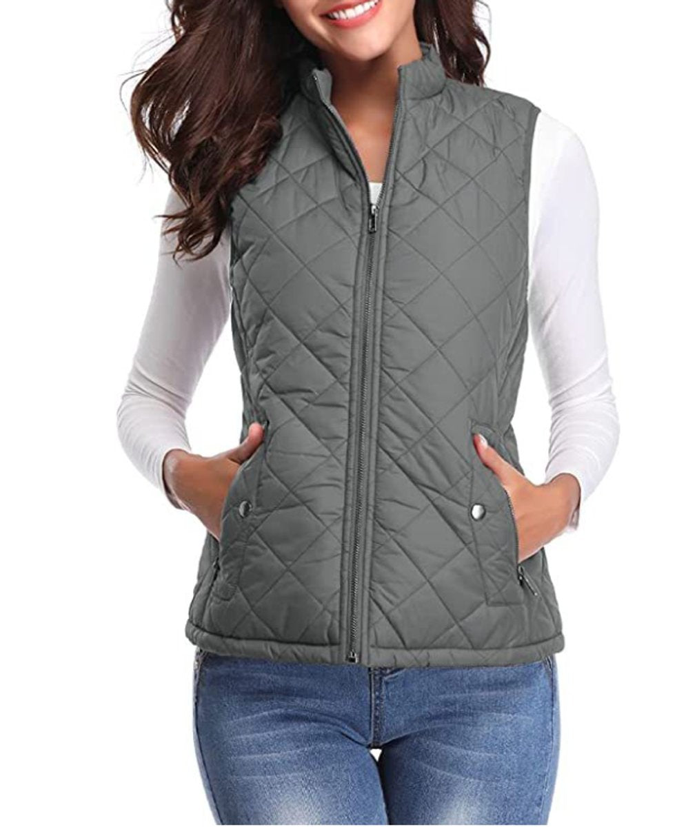 Charlotte | Women's Quilted Zip-Up Lightweight Puffer Vest Stand Collar - view 2