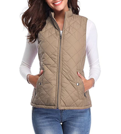 Charlotte | Women's Quilted Zip-Up Lightweight Puffer Vest Stand Collar - view 3