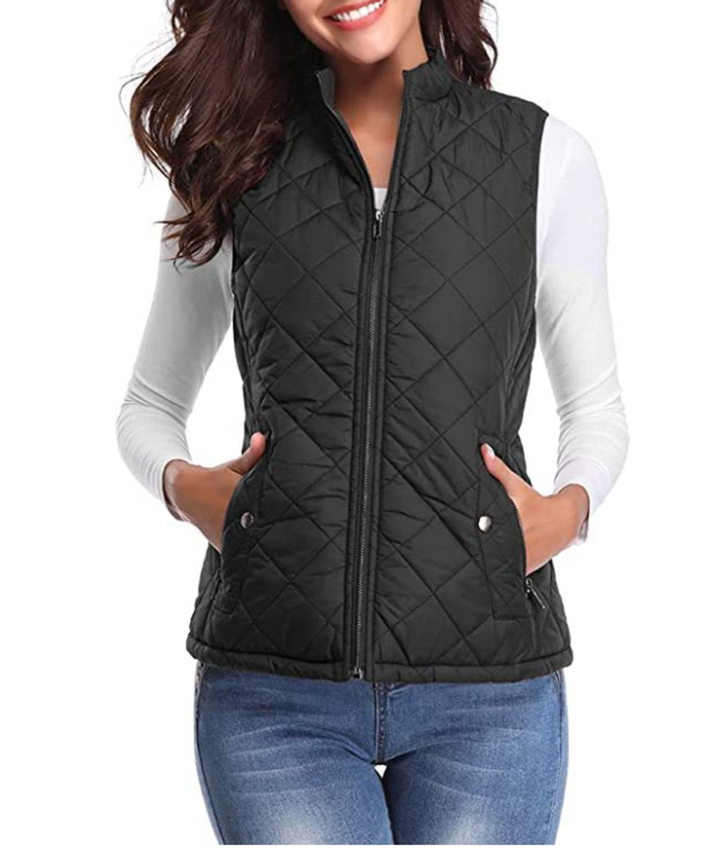 Charlotte | Women's Quilted Zip-Up Lightweight Puffer Vest Stand Collar - view 6